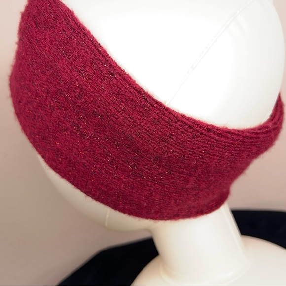 BURGUNDY GLITTER KNIT HEADBAND WOMENS - Picture 5 of 7
